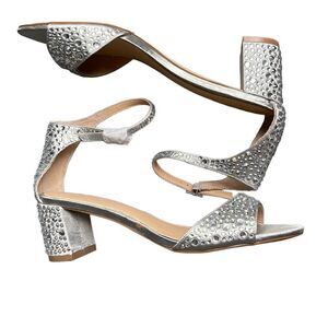NWOT Jewel Badgley Mischka Woman’s Rhinestone Jillian Block Heel Sandals Size 8